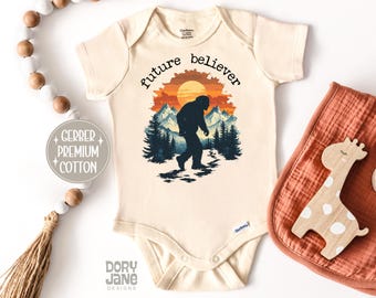 Bigfoot Baby ONESIES® Brand Bodysuit Future Believer Baby Bodysuit Funny Natural Baby Outfit Sasquatch Baby Outfit Faith Baby