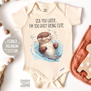 Cute Otter ONESIES® Brand Bodysuit Funny Otter Baby Bodysuit Cute Animal Baby Shower Gift Premium Cotton Animal Lovers Newborn Baby Gift