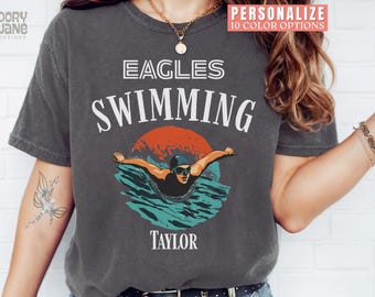 Personalized Swim Mom Shirt for Swim Mom Shirts for Swimming Team Name Tshirt Comfort Colors High School Swim Team T-Shirt Game Day Tee