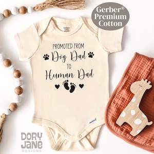 Promoted Dog Dad to Human Dad Pregnancy Announcement ONESIES® Brand Bodysuit Pregnancy Announcement for Husband Pregnancy Reveal Hubby Dad