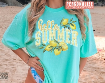 Hello Summer Shirt Trendy Comfort Colors Summer Vibes Tshirt Summer Lemons Tee Hello Summer T-Shirt Summer Vacation T Shirt for Women
