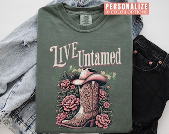Western Shirt for Women Comfort Colors Cowgirl Boots Tshirt Country Music Concert Womens T-Shirt Western Graphic Tee Country Girl Shirt