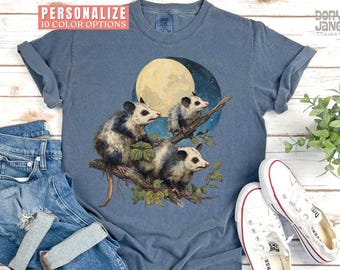 Mystic Opossums Comfort Colors Shirt Vintage Possum Wildlife 2000s Tshirt 90s Graphic Style Forest Animals Tee for Nature Lovers Full Moon