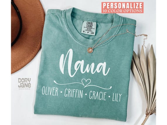 Custom Nana T-Shirt for Nana Retro Comfort Colors Nana Shirt Personalized Nana Tshirt with Kids Names Custom Gift for Nana Personalized Tee