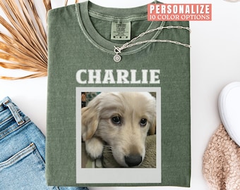 Custom Comfort Colors Dog Shirt Personalized Dog Tshirt Custom Pet Photo Shirt Personalized Dog Portrait T-Shirt Custom Pet Remembrance Tee