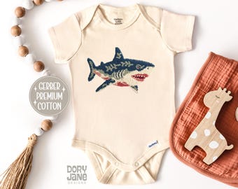 Shark Baby ONESIES® Brand Bodysuit Ocean Animal Baby Bodysuit Faux Crochet Baby Outfit Cute Shark Onesie for Baby Boy Wildlife Baby Clothes