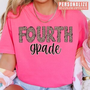 Fourth Grade Teacher Shirt Comfort Colors 4th Grade Team Tshirt Fourth Grade Matching Shirts Leopard Print Elementary T-Shirt for 4th Grade