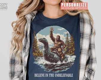 Bigfoot Shirt Funny Bigfoot Loch Ness Monster Tshirt Comfort Colors Bigfoot Shirts Hilarious Sasquatch T-Shirt Vintage Sasquatch Graphic Tee