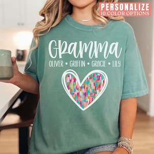 Custom Gramma Shirt Personalized Comfort Colors Tshirt for Gramma From Grandkids Gramma Tee with Kids Names Custom Gramma T-Shirt
