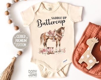 Cowgirl Baby ONESIES® Brand Bodysuit Baby Girl Coming Home Outfit Cow Girl Western Theme Baby Shower Gift Baby Cowboy Boots Saddle Up Baby