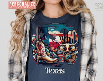 Texas State Shirt Western Tshirt Texas State Pride Comfort Colors Texas Favorite T-Shirt Texas Home T Shirt Texas Cowboy Tee Texas Women Tee