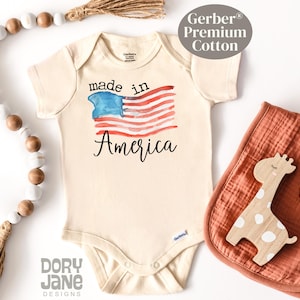 Made in America Baby ONESIES® Brand Bodysuit USA Bodysuit Baby Announcement Patriotic Pregnancy Reveal USA Flag Baby Outfit Fourth of July