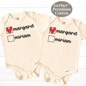 Baby Name Twin ONESIES® Brand Bodysuit Funny Name Twin Outfits Funny Twin Clothes Twin Shirts Premium Cotton Twin Baby Girl Clothes Hearts