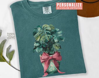 Comfort Colors Coquette Plant Shirt Plant Lover Tshirt for Gardener Plant Shirt for Plant Moms Monstera Plant T-Shirt Womens Gardening Tee