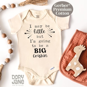 Big Cousin ONESIES® Brand Bodysuit I May Be Little But I&#39;m Going To Be A Big Cousin Brother Sister Bodysuit Premium Cotton Pregnancy Reveal