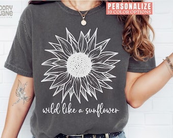 Retro Flower Shirt Vintage Comfort Colors Sunflower Shirt Wildflowers TShirt Boho Floral Tee Botanical Shirt Sunflower Lover Gifts For Her