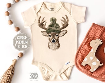 Camo Deer Baby ONESIES® Brand Bodysuit Forest Animal Baby Clothes Faux Crochet Baby Outfit Hunting Gift for Baby Boy Woodland Animal Outfit