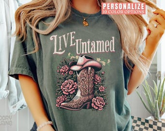 Western Shirt for Women Comfort Colors Cowgirl Boots Tshirt Country Music Concert Womens T-Shirt Western Graphic Tee Country Girl Shirt