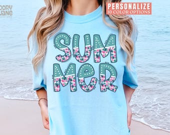 Summer Shirt Trendy Comfort Colors Floral Summer Tshirt Summertime Tee Hello Summer T-Shirt Summer Vacation T Shirt for Women Beach Shirt