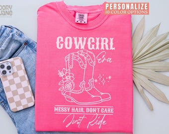 Cowgirl Shirt for Women Comfort Colors Cowgirl Boots Tshirt Country Music Concert Womens T-Shirt Western Graphic Tee Country Girl Shirt