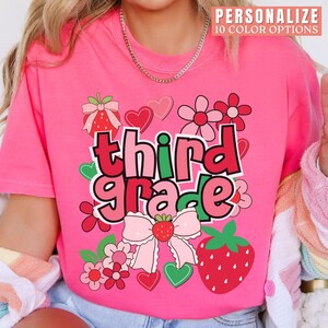 Chemise d&#39;enseignant de 3e année T-shirt de 3e année fraises couleurs cadeau de remerciement pour enseignant de 3e année Chemises assorties pour l&#39;équipe de 3e année