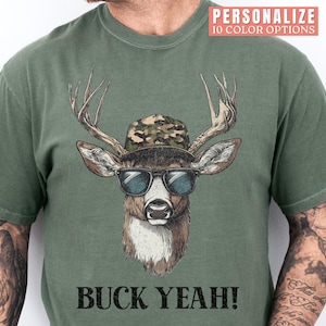 Hunting Shirt for Men Funny Hunting Shirt Comfort Colors Hunter Tshirt for Dad Funny Deer Mens Shirt Gift for Hunting Husband Buck Yeah Tee