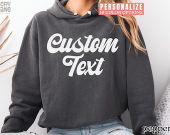 Sudadera con capucha personalizada Comfort Colors Sudadera con capucha con texto personalizado Sudadera retro personalizada Sudadera con capucha cómoda con tu texto Sudadera con capucha de regalo personalizada