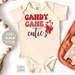 Candy Cane Cutie Baby ONESIES® Brand Bodysuit Christmas Retro Baby Bodysuit Baby&#39;s 1st Holiday Outfit Candy Cane Baby Girl Christmas Outfit