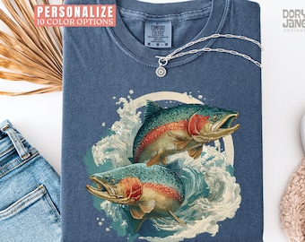 Vintage Trout Comfort Colors Shirt 90s Graphic Style Fishing Tshirt for Nature Lover Grunge Retro Fish Wildlife T-Shirt 2000s Fisherman Tee