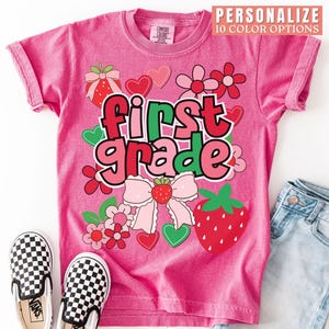 First Grade Kids Shirt Strawberries Comfort Colors 1st Grade Tshirt 1st Grade Childrens T-Shirt Back to School Kids Tee First Day of 1st Gr