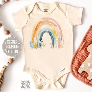 Neutral Colorful Rainbow Baby ONESIES® Brand Bodysuit Rainbow Baby Bodysuit Boho Rainbow Baby Outfit Earth Toned Rainbow Baby Outfit