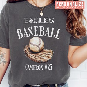 Personalized Baseball Mom Shirt for Baseball Mama Shirts for Baseball Team Name Custom Comfort Colors Baseball Spirit Wear Tee for Game Day