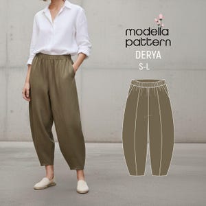 Molde em PDF para Calças Harem DERYA — Calças de Corte Relaxado — Tamanhos P–M–G — Calças de Yoga — Ideais para Linho e Viscose