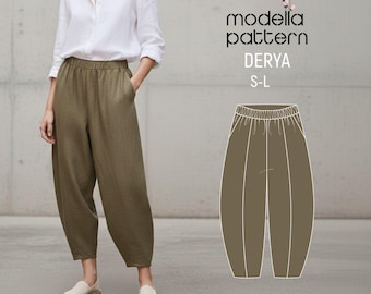 DERYA Harem Pants Sewing Pattern PDF — Relaxed Fit Trousers — S–M–L — Yoga Pants — Linen & Viscose Friendly