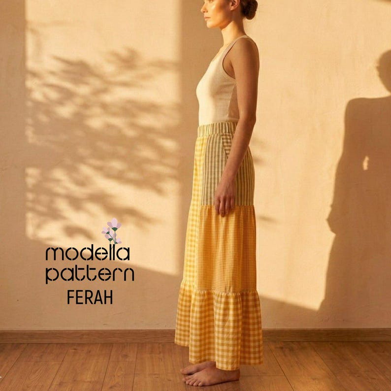 Patterns Modella FERAH Wide Leg Pants Sewing Pattern PDF, 40-42-44 EU, Digital Sewing ...
