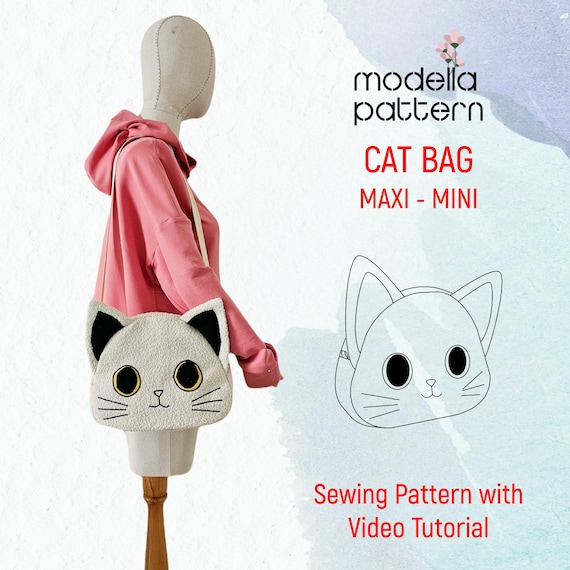 CAT BAG Bag Sewing Pattern PDF with Video Tutorial -2 size -  Handmade Bag Pattern - Pdf Download Digital Sewing Pattern