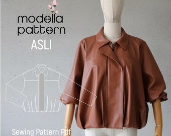 ASLI Pleated Jacket | Bundle: Sizes 36-38-40] Modern Oversized Jacket with Lining | PDF Pattern & Video Tutorial