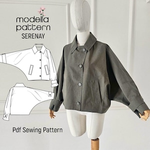 Naaipatroon Serenay Batwing Jacket | Gevoerde korte jas en mantel met paspelzakken (PDF, maten S–M–L)