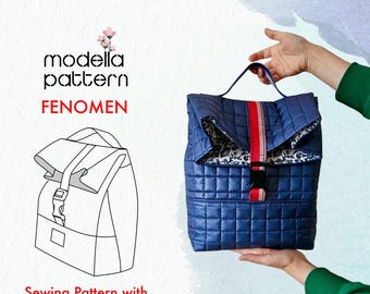 Fenomen Bag Sewing Pattern PDF | Quilted Lunch Bag with Flap Closure | Beginner Friendly