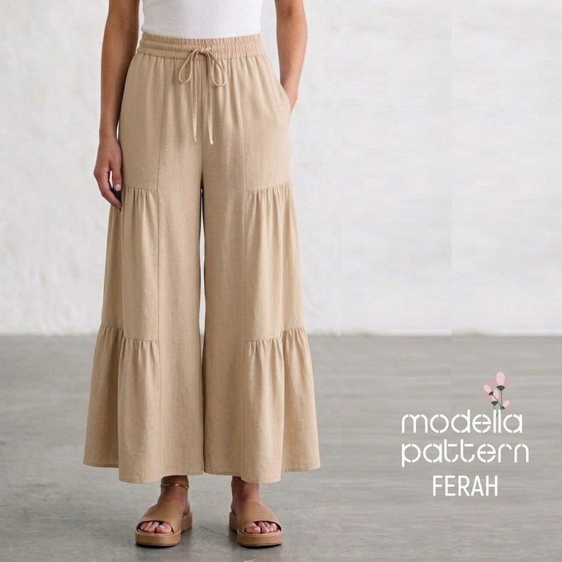 Patterns Modella FERAH Wide Leg Pants Sewing Pattern PDF, 40-42-44 EU, Digital Sewing ...