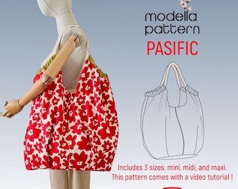 PASIFIC Bag Sewing Pattern PDF with Video Tutorial - Handmade Reversible Bag Pattern - Pdf Download Digital Sewing Pattern