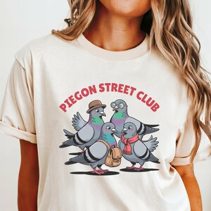 Funny Pigeon Shirt, Pigeon Street Club Graphic Tee, Bird Gang Meme Shirt, Cool Animal Character T-Shirt, Gift for Bird Lovers or Friends