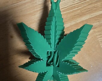 Green 420 Leaf Ornament, 3D Printed STL File