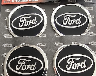 Set of 4 Metal Stickers for Wheel Caps or Hubcaps – 60mm for Ford