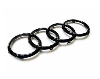 Gloss Black 273mm Audi Front Grille Rings Badge – Fits A1, A3, A4, A5, A6