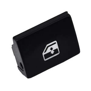 May include: Black plastic car window switch with a white up and down arrow icon.