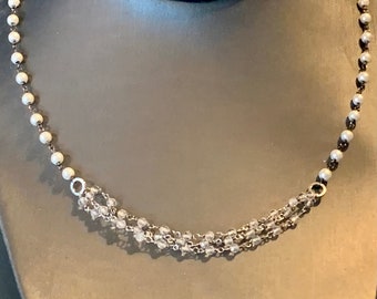 Pearl and crystal quartz necklace