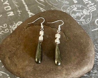 Hematite and sterling, silver earrings