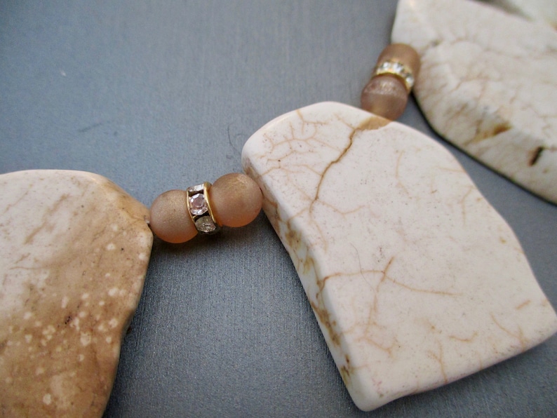 wholesale White Turquoise Slab Collar Necklace with druzy and rhinestone spacer beads