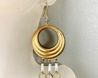 Vintage round brass earrings